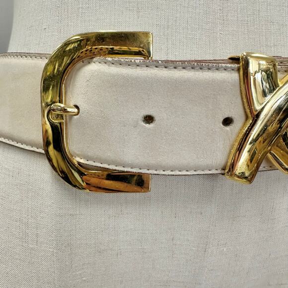 Paloma Picasso Signature "X" Beige Leather Belt Gold
Size Large L/80 Italy - Picture 14 of 16